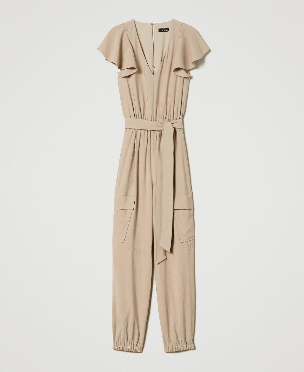 Cargo jumpsuit with belt Woman Brown TWINSET Milano
