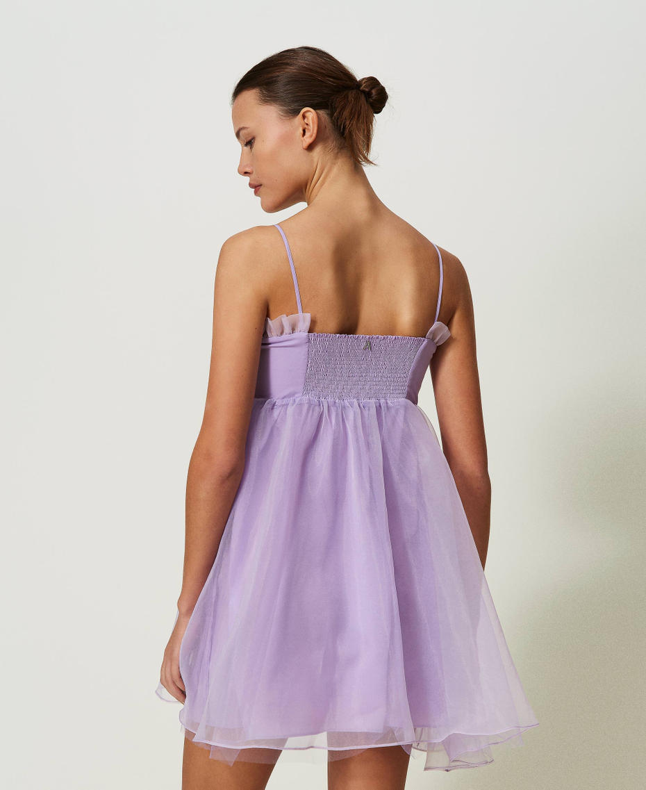 Короткое платье из органзы с рюшами Фиолетовый "Лаванда" женщина 241AT2151-03
