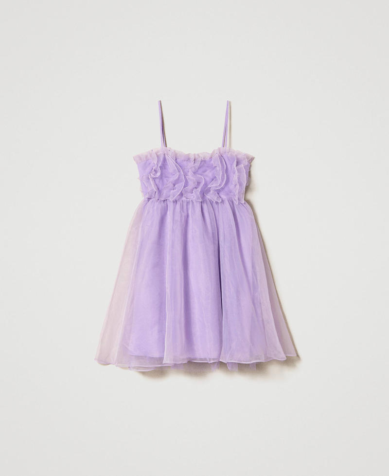Короткое платье из органзы с рюшами Фиолетовый "Лаванда" женщина 241AT2151-0S