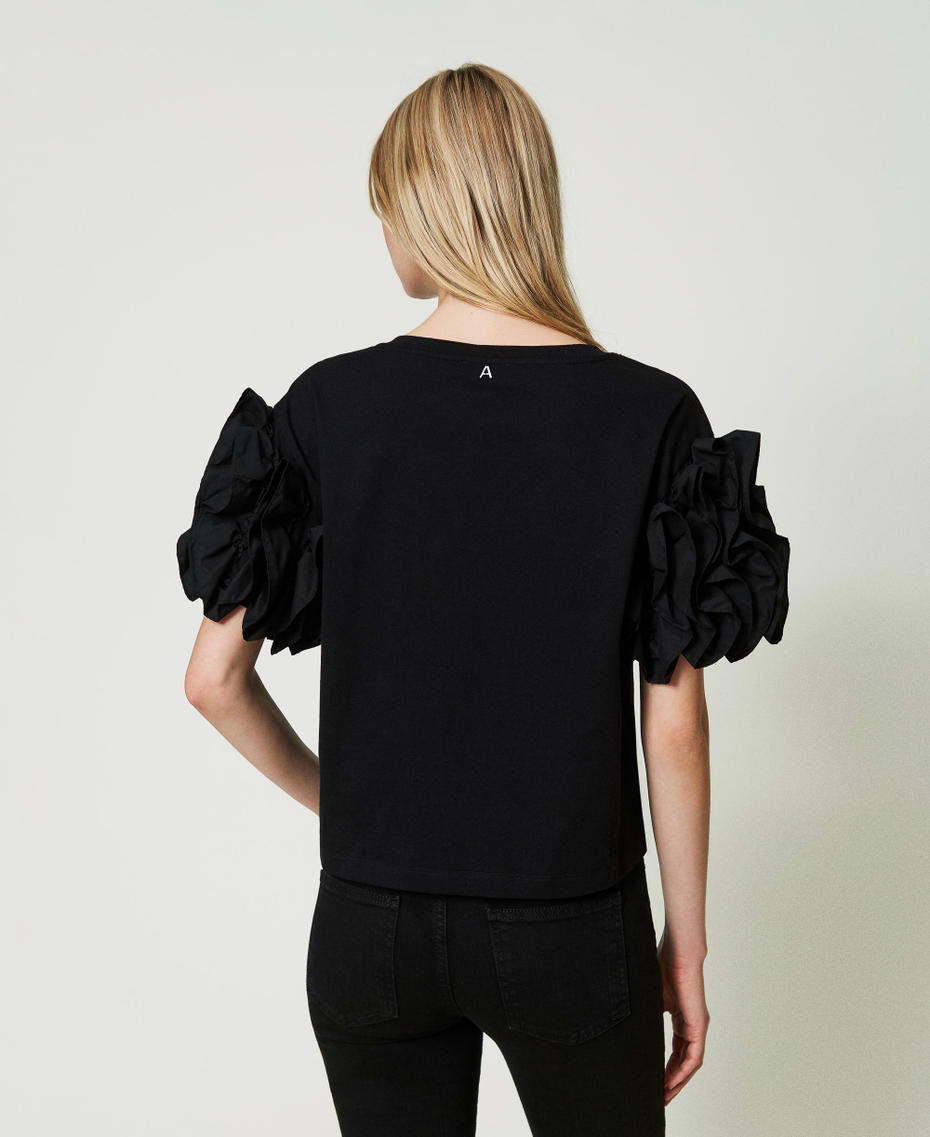 T-shirt with poplin ruffles