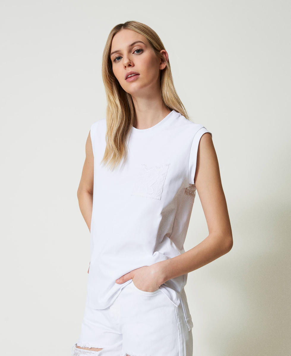T-shirt regular avec dentelle