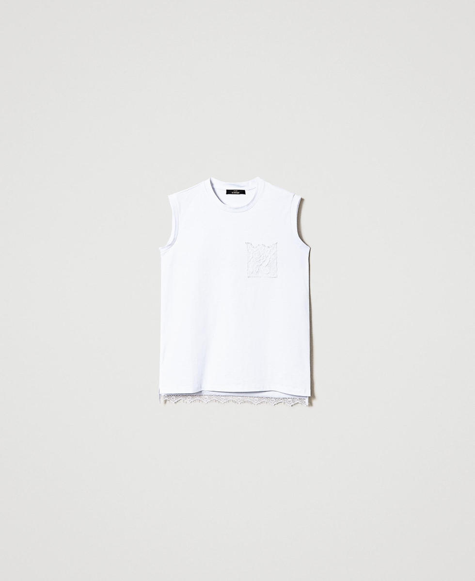 T-shirt regular avec dentelle
