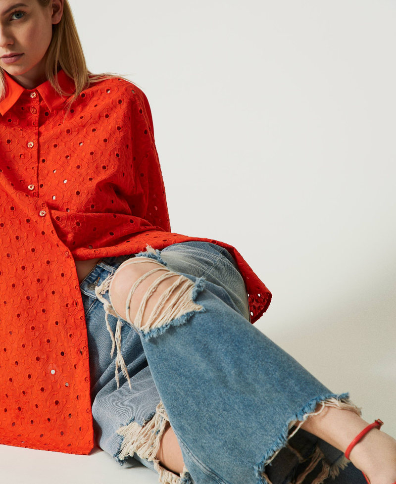 Frayed wide leg jeans