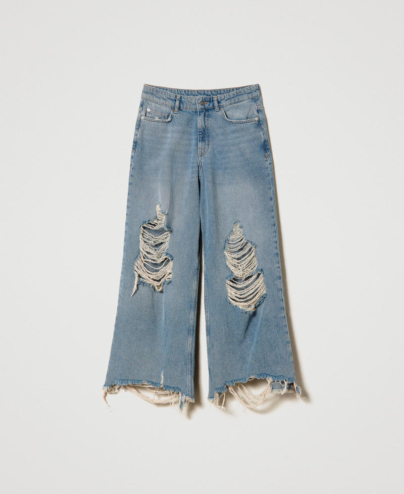 Frayed wide leg jeans