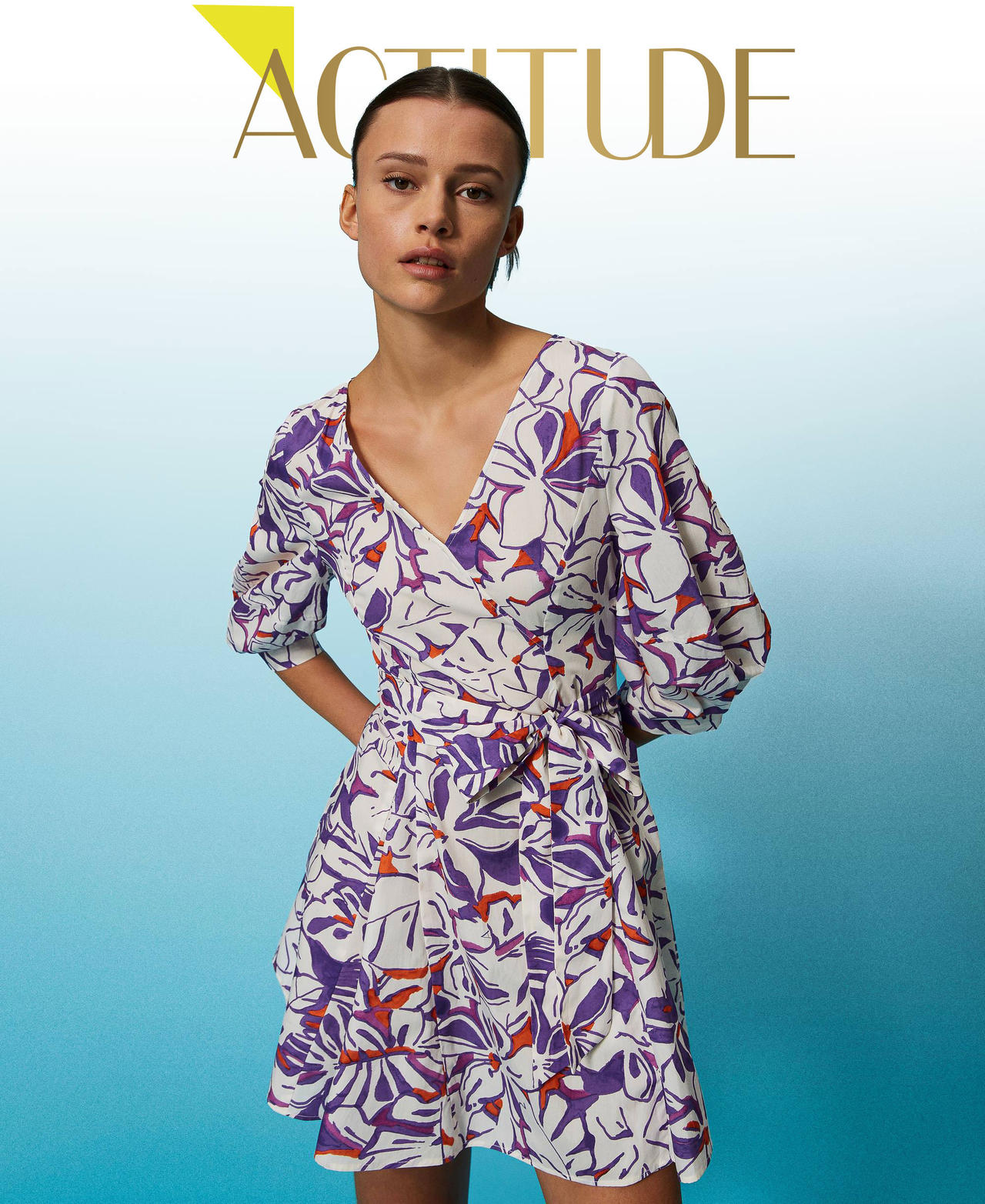 Vestido corto de popelina estampado Estampado Hawaiian Flowers Mujer 241AT2257_11545_01