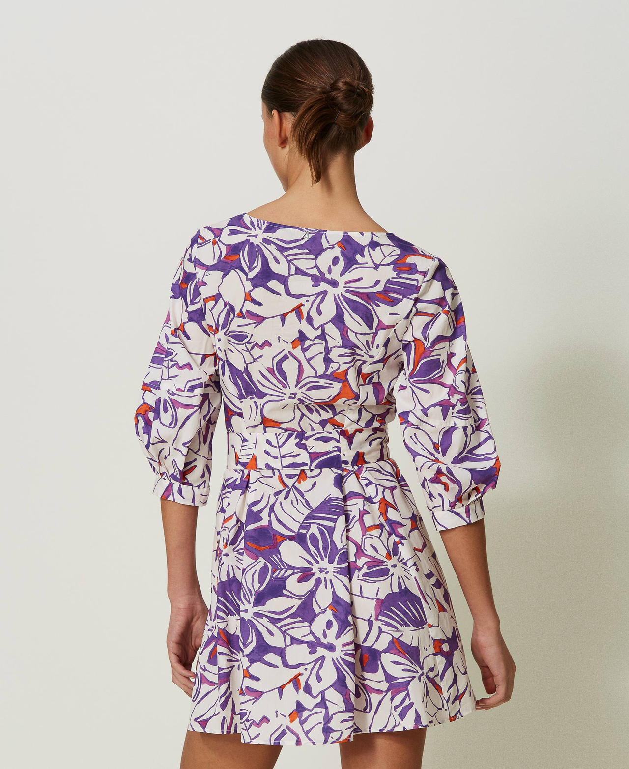 Robe courte en popeline imprimée