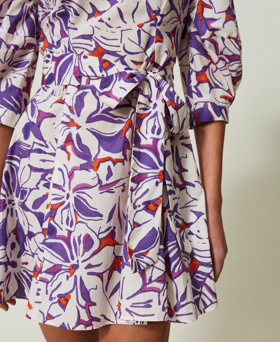 Robe courte en popeline imprim&eacute;e Imprim&eacute; Fleurs Hawa&iuml;ennes Femme 241AT2257_11545_04