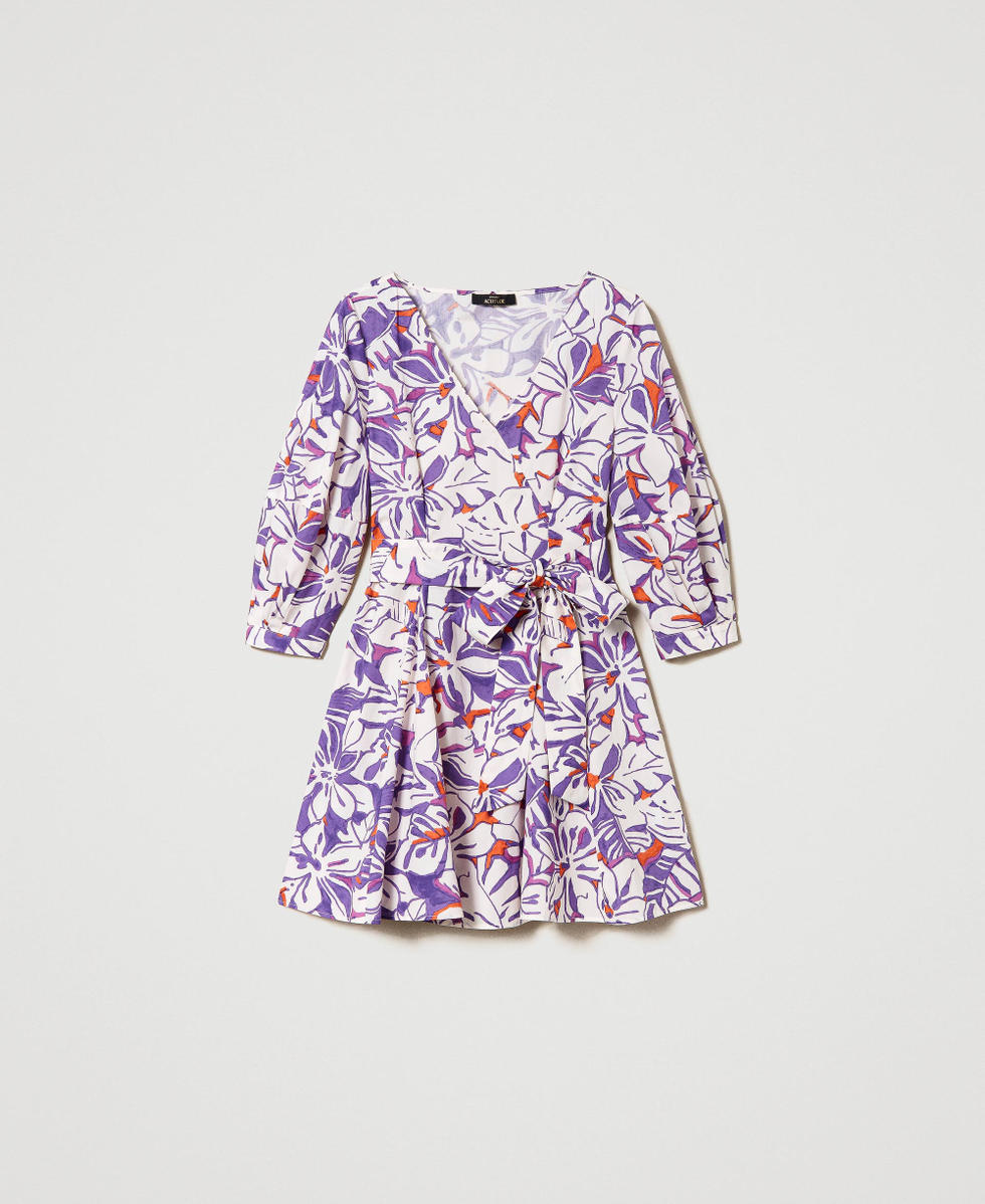 Robe courte en popeline imprim&eacute;e Imprim&eacute; Fleurs Hawa&iuml;ennes Femme 241AT2257_11545_S0