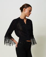 Knit cardigan with fringes