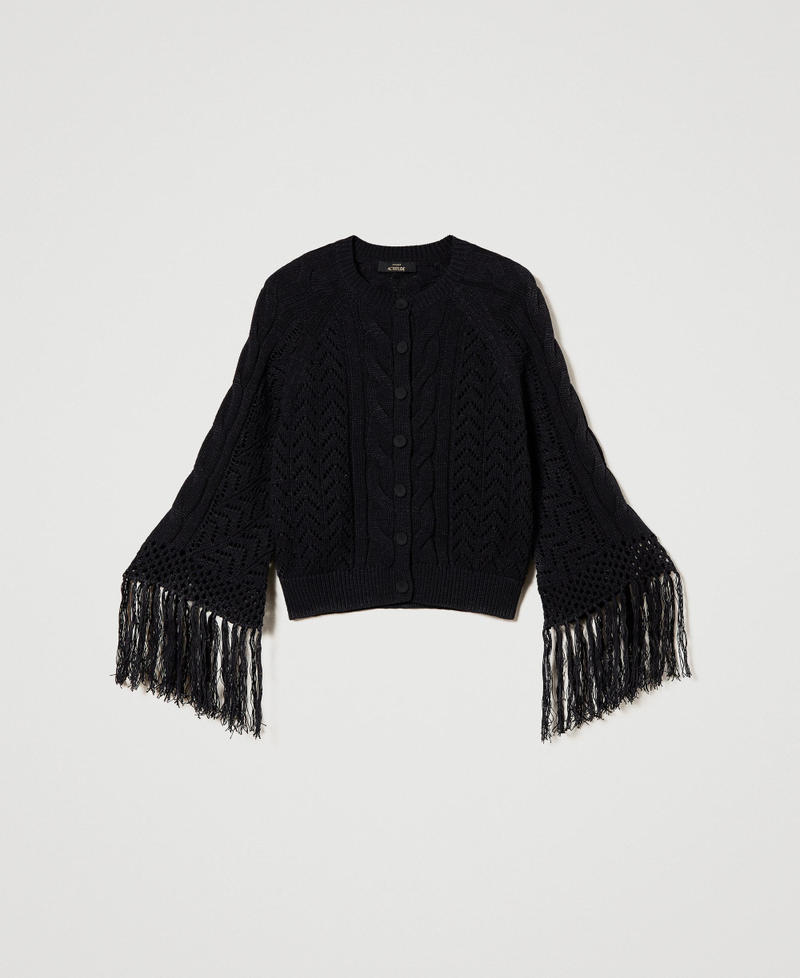 Knit cardigan with fringes