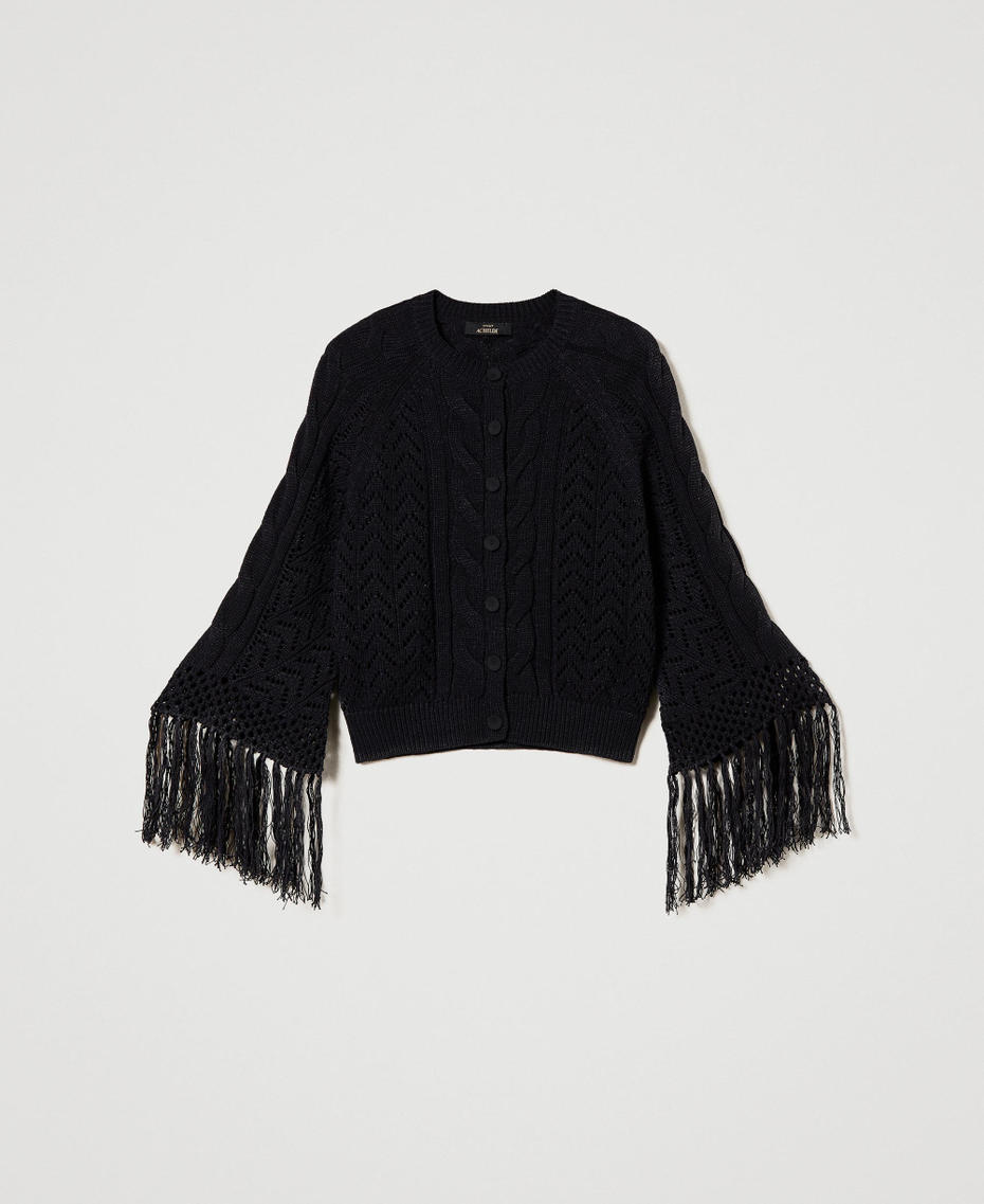 Knit cardigan with fringes