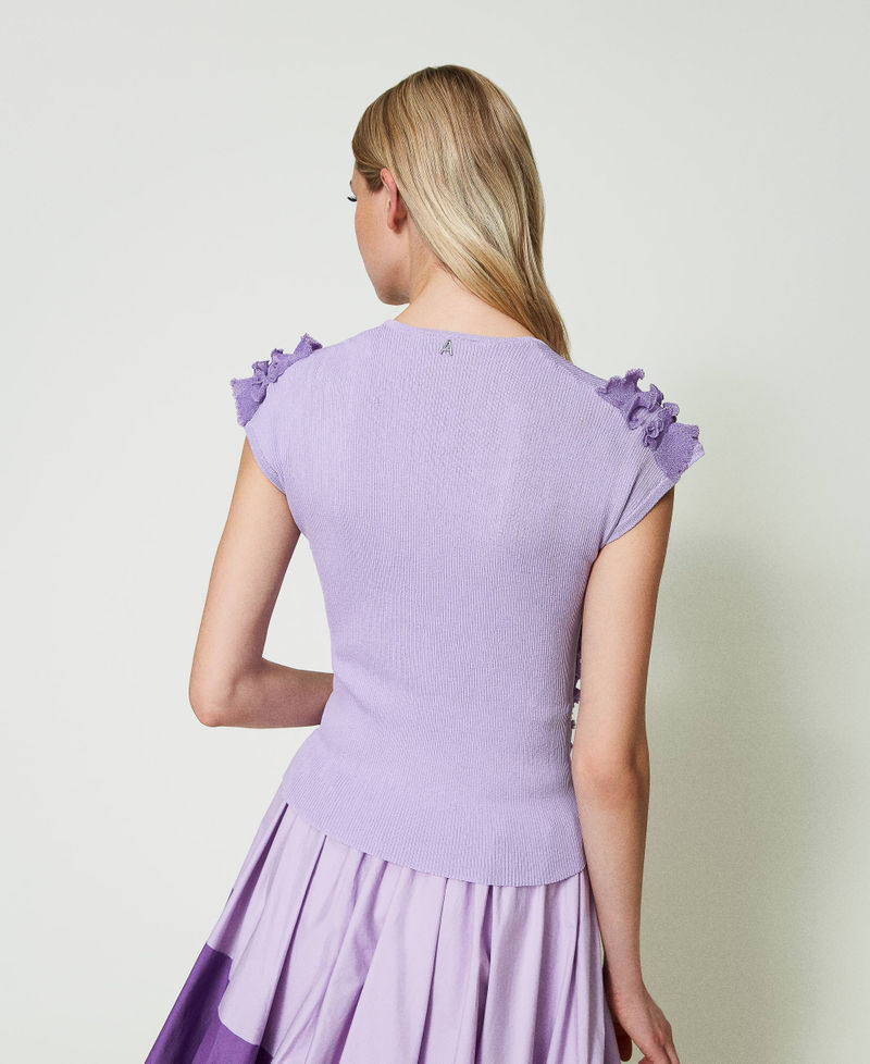 Fitted ribbed top with ruffles "Lavendula” Purple Woman 241AT3042-04