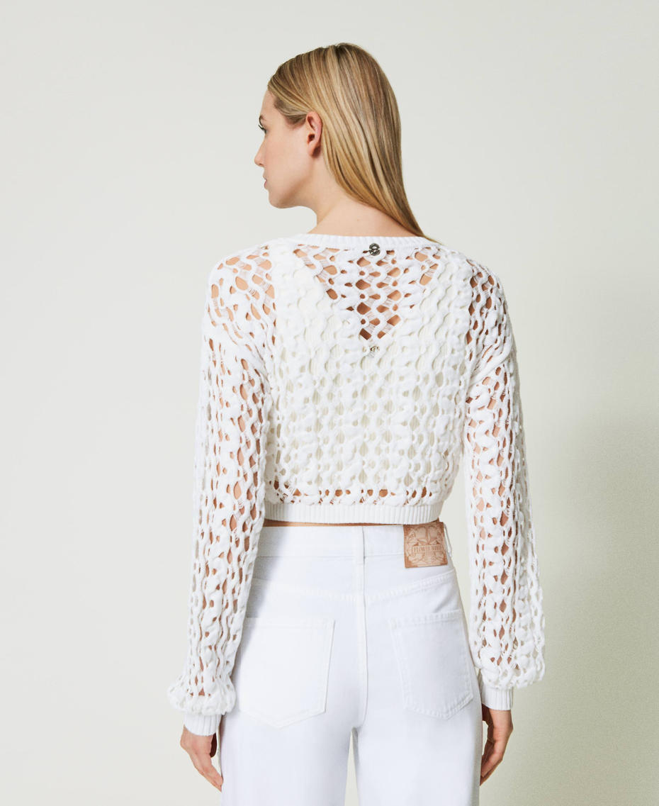 Lace-like openwork jumper "Papers" White Woman 241AT3050-03