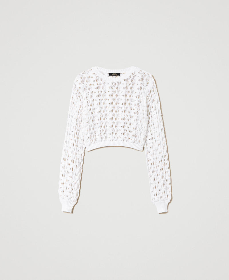 Lace-like openwork jumper "Papers" White Woman 241AT3050-0S