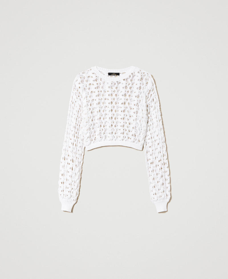 Lace-like openwork jumper "Papers" White Woman 241AT3050_00840_0S