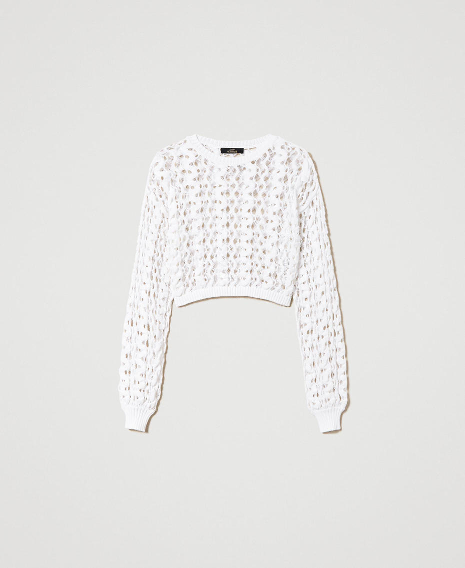 Lace-like openwork jumper "Papers" White Woman 241AT3050_00840_S0