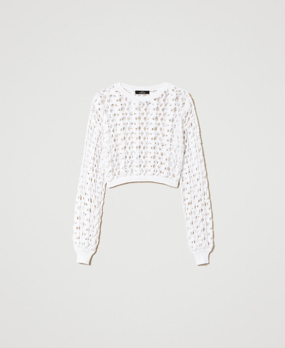 Lace-like openwork jumper "Papers" White Woman 241AT3050_00840_S0