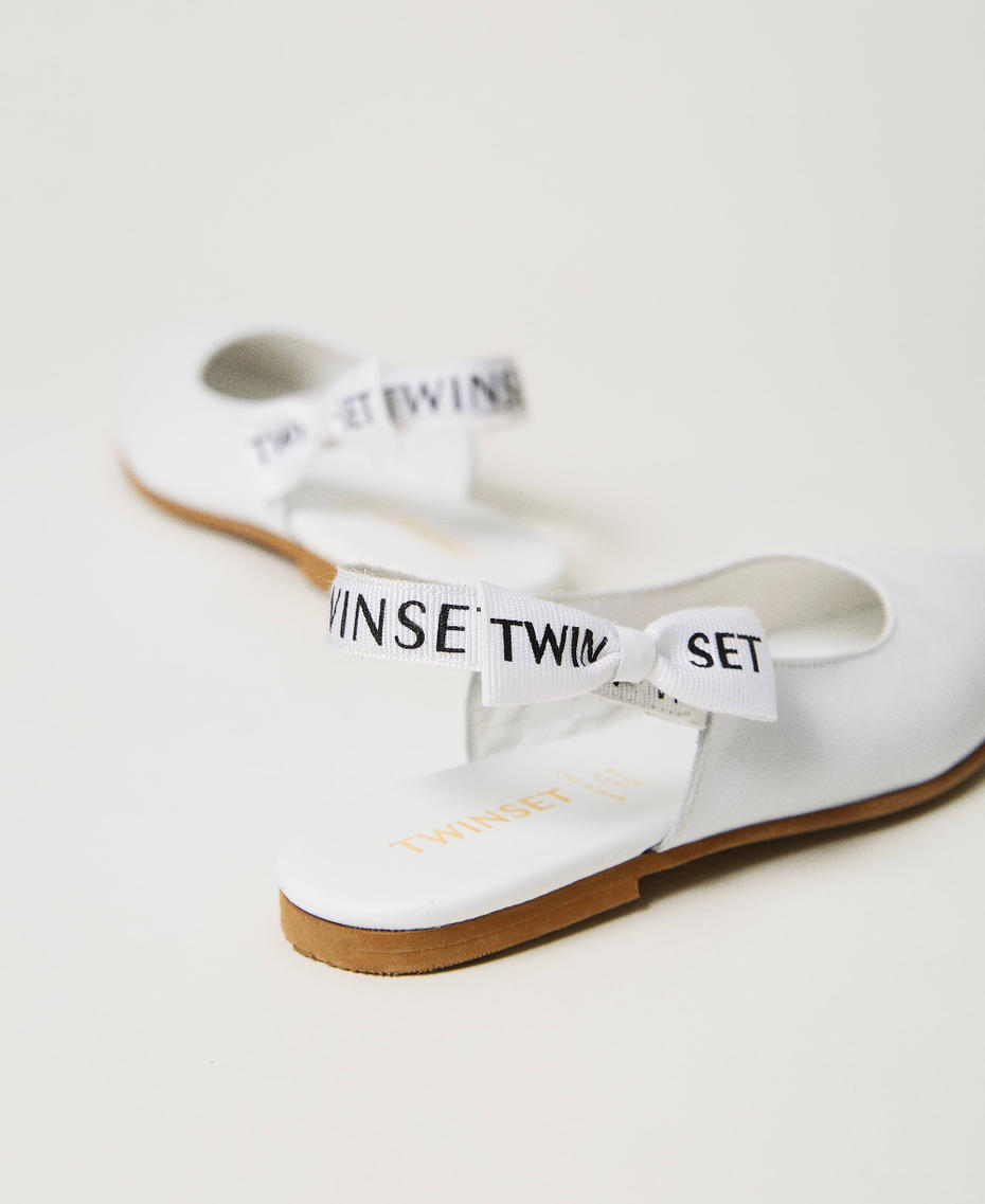 Leather sling back ballerina shoes with logo