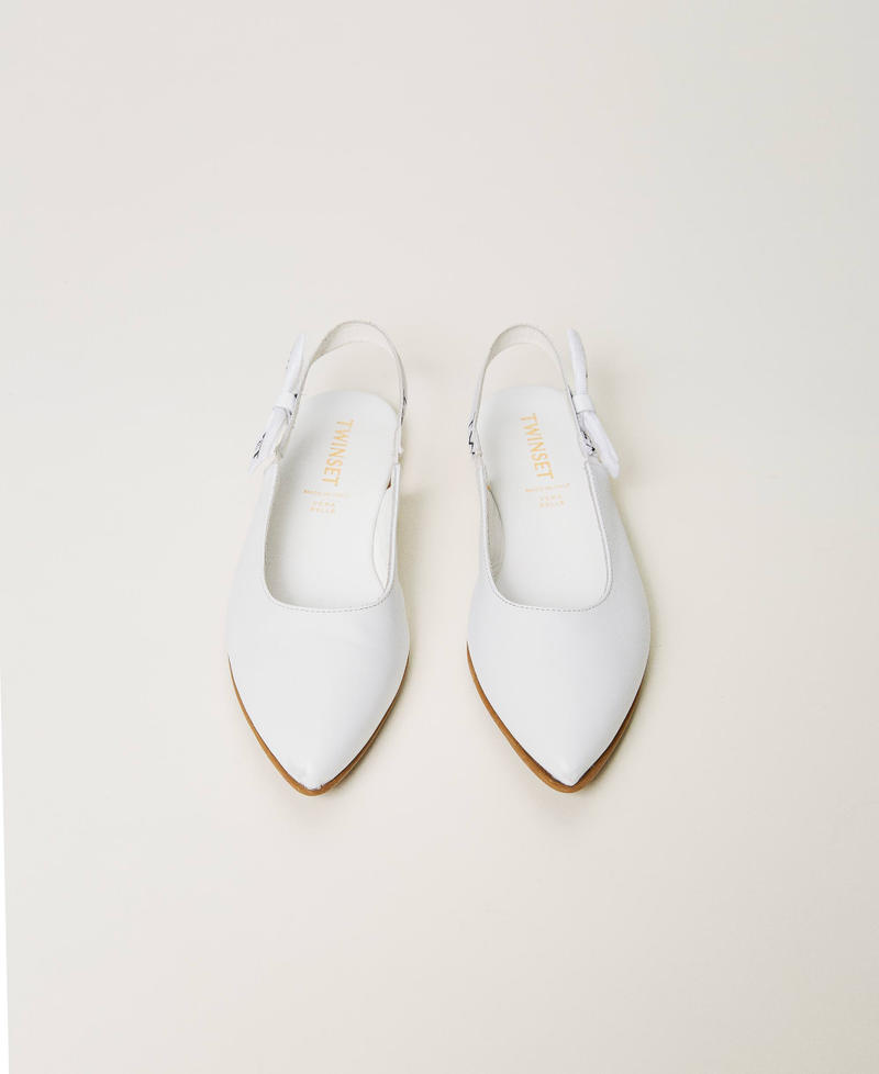 Leather sling back ballerina shoes with logo