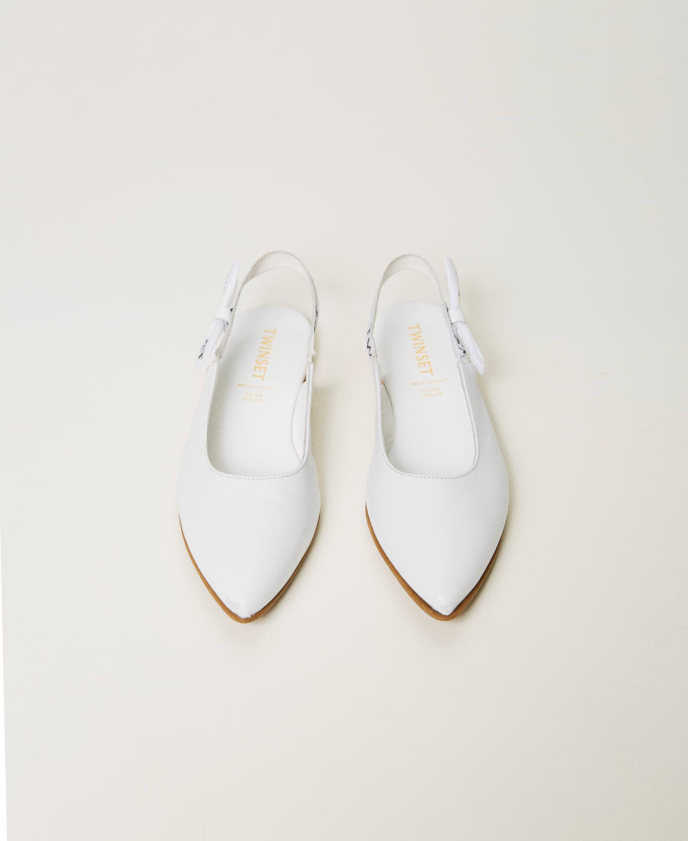 Leather sling back ballerina shoes with logo