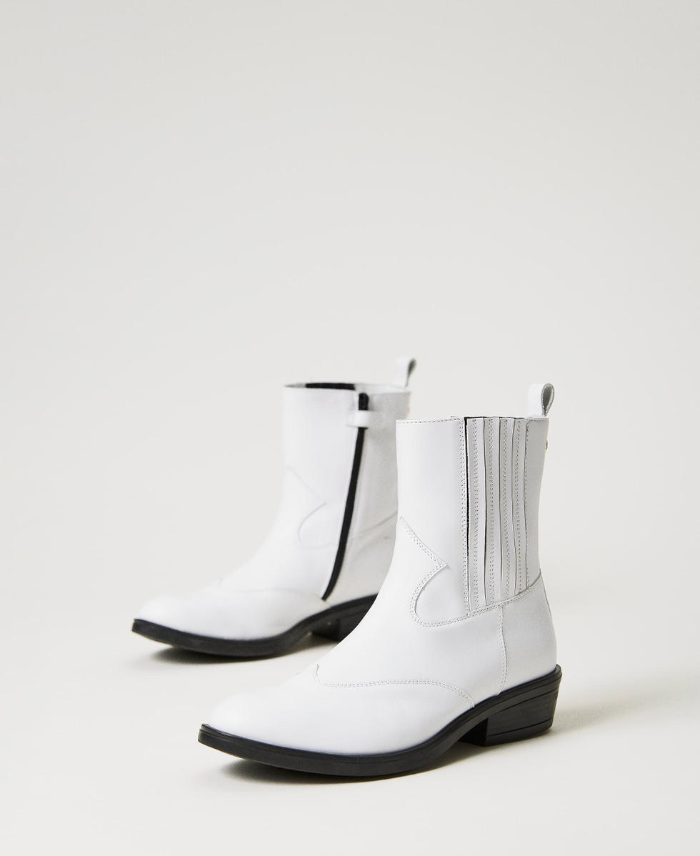 Bottes santiags en cuir Blanc &laquo;&thinsp;Lucent White&thinsp;&raquo; Fille 241GCJ030_11271_02