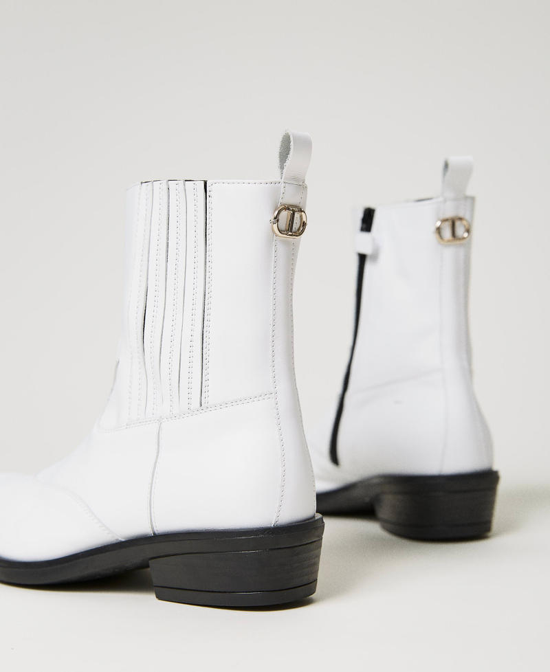 Leather cow boots Girl White TWINSET Milano