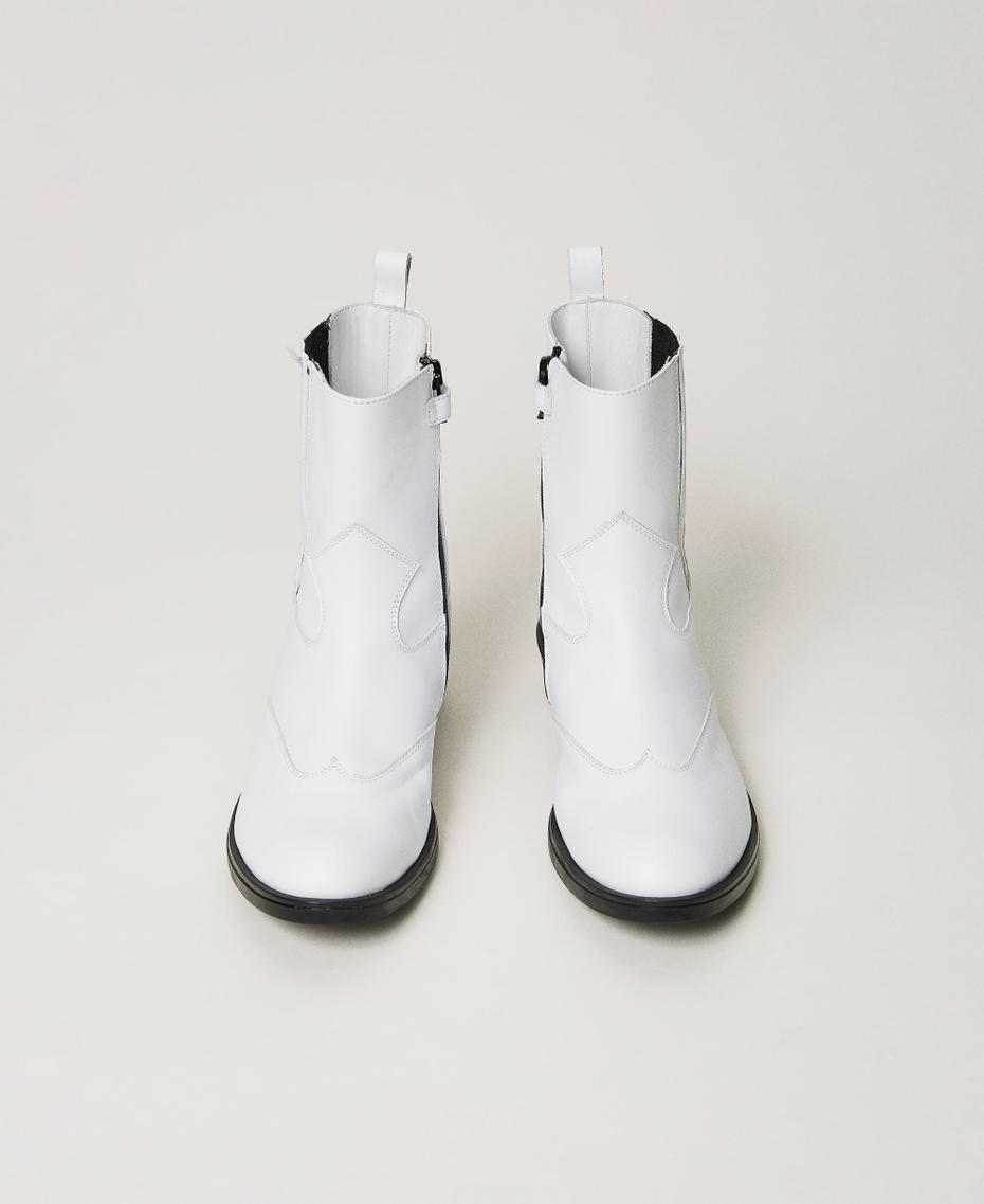 Stivali cow boots in pelle Bianco "Lucent White" Bambina 241GCJ030-04