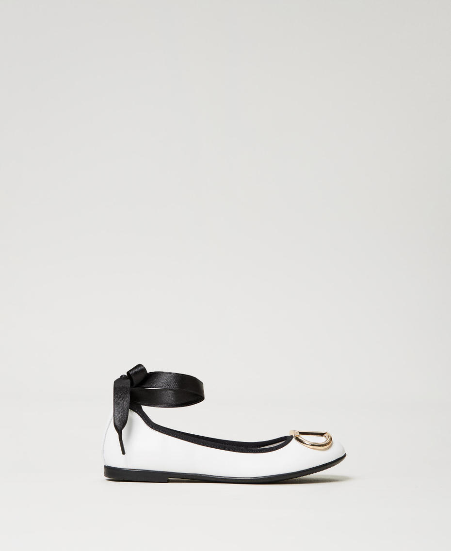 Lederballerina mit B&auml;ndern und Oval T Lucent White M&auml;dchen 241GCJ070_11271_01