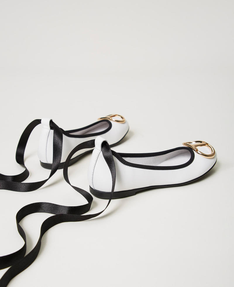 Lederballerina mit B&auml;ndern und Oval T Lucent White M&auml;dchen 241GCJ070_11271_03