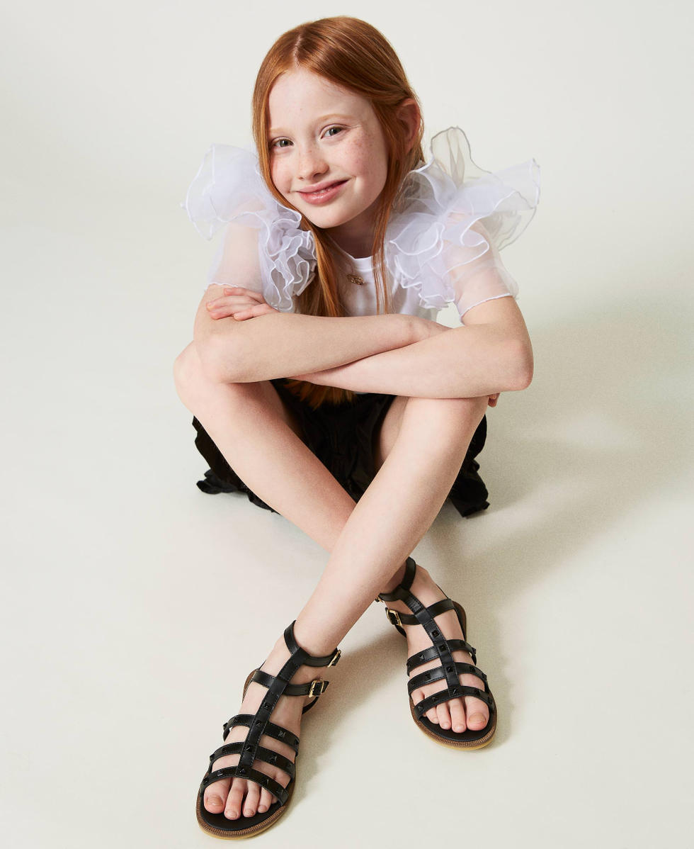 Sandali in pelle con borchie Bambina Nero TWINSET Milano
