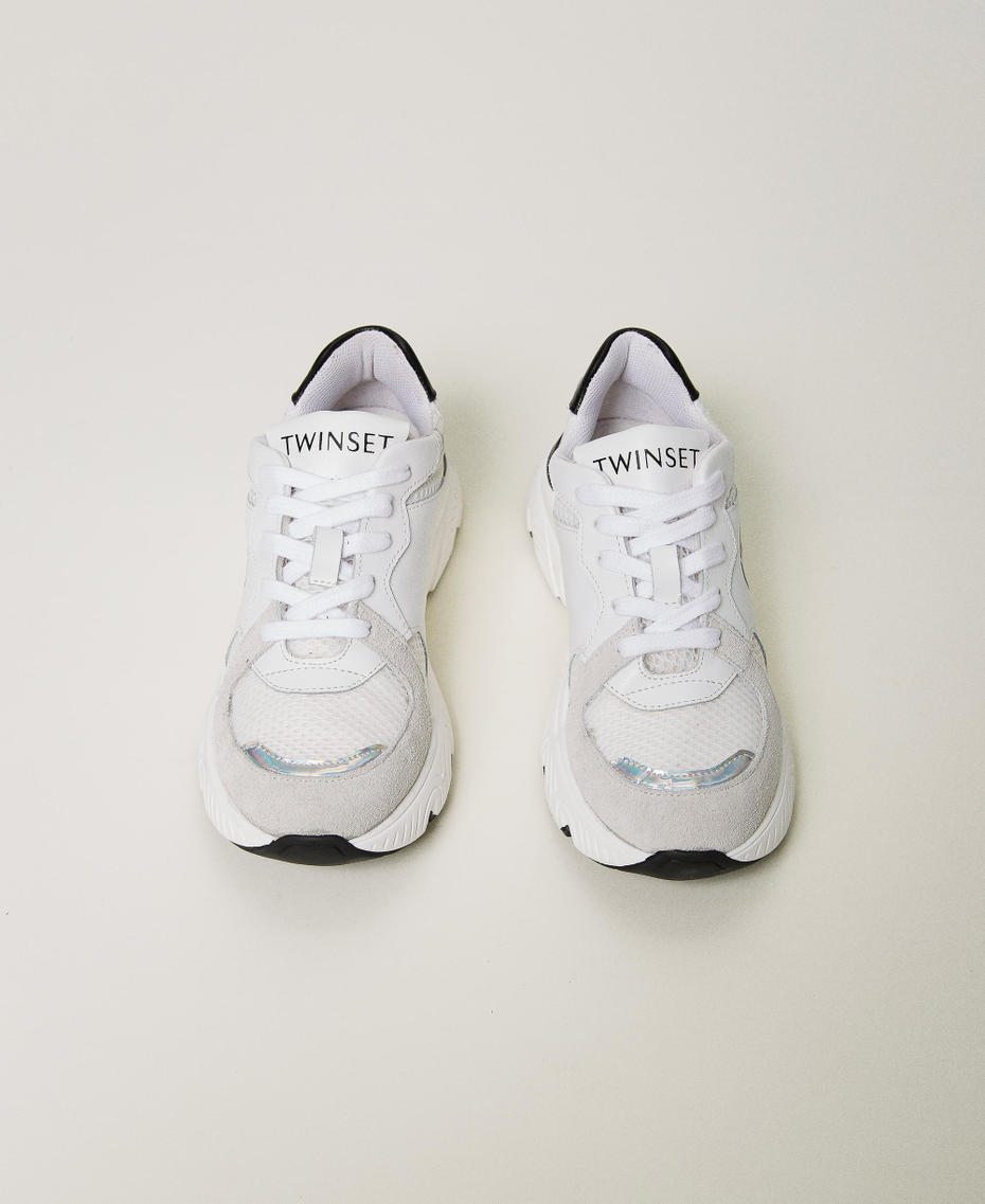 Sneakers running con Oval T Bianco "Lucent White" Bambina 241GCJ092-04