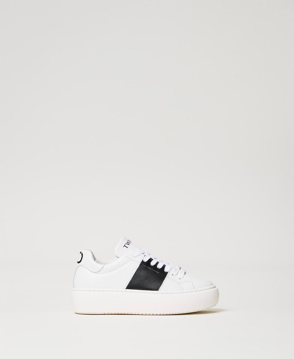 Sneakers in pelle con logo Bambina Bianco TWINSET Milano