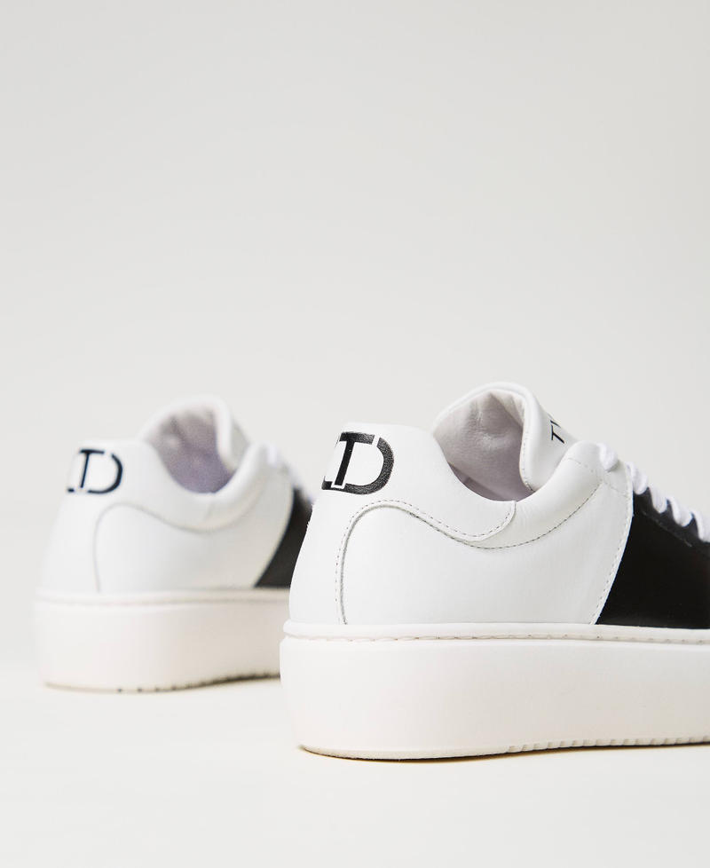 Leather trainers with logo