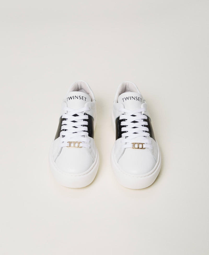 Leather trainers with logo