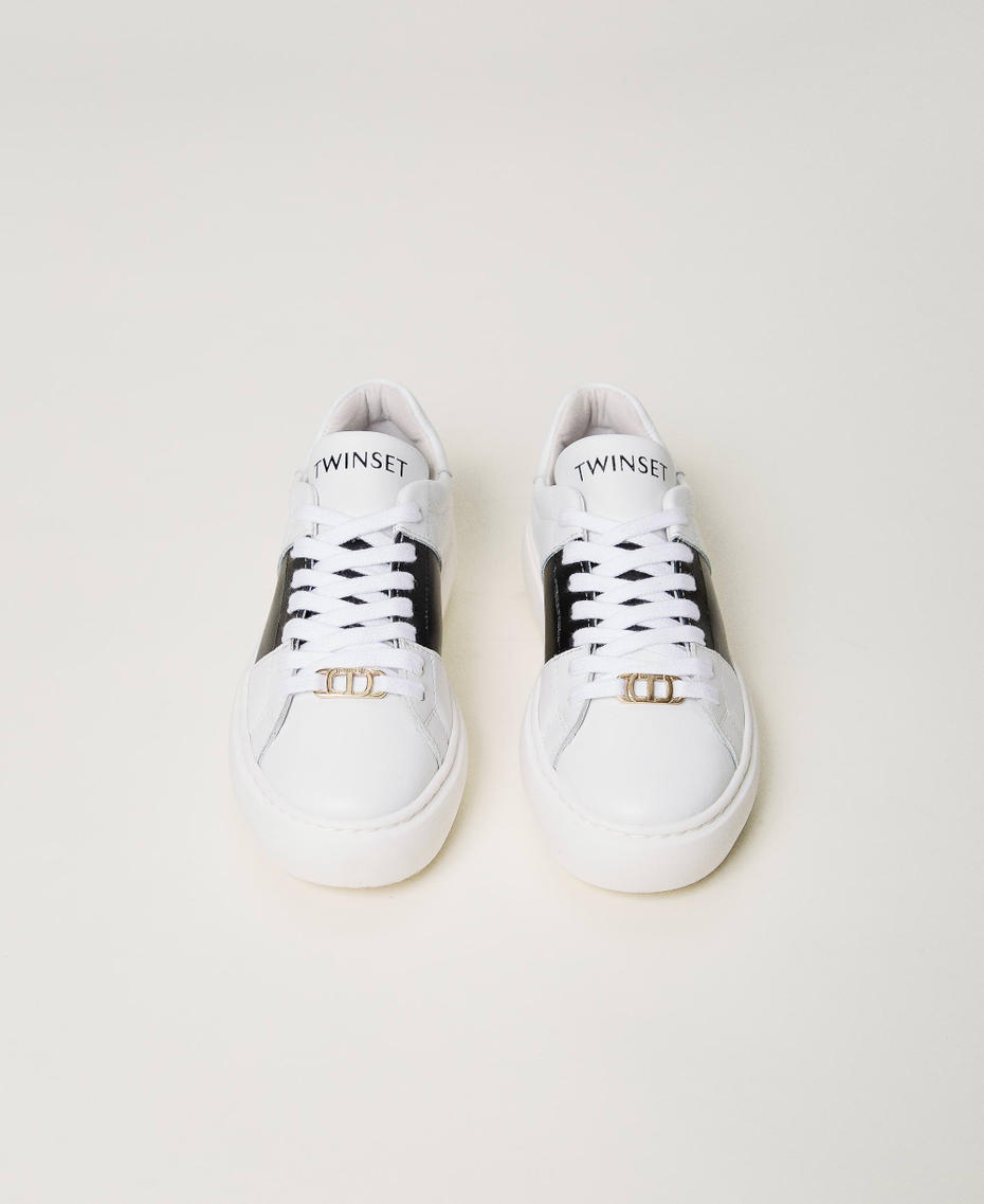 Leather trainers with logo