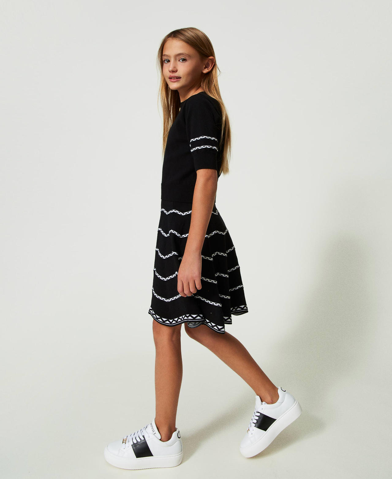 Leather trainers with logo Girl White TWINSET Milano