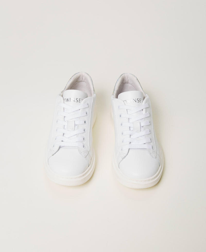 Ledersneaker mit irisierendem Detail Zweifarbig Lucent White / Changierend Mädchen 241GCJ124-04