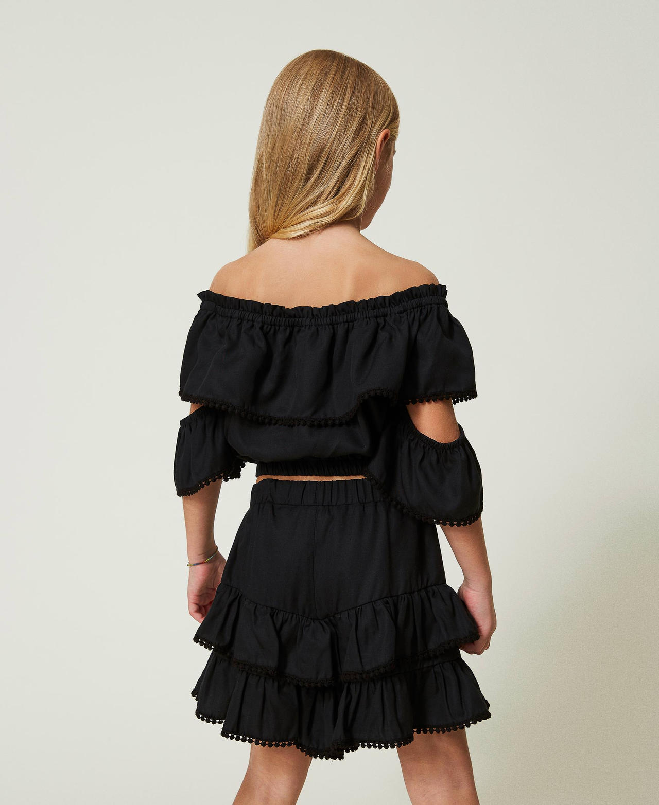 Cropped blouse with flounce Black Girl 241GJ2011-03