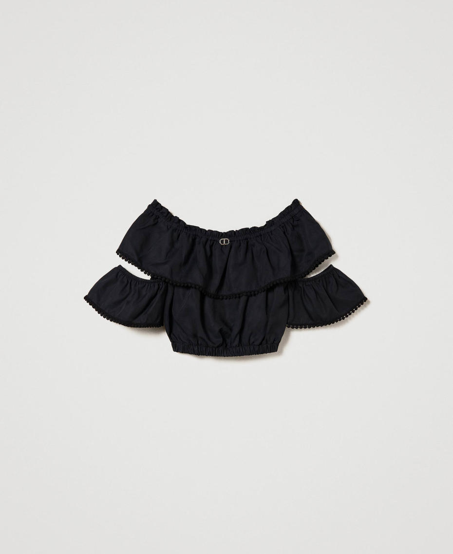 Cropped blouse with flounce Black Girl 241GJ2011-0S