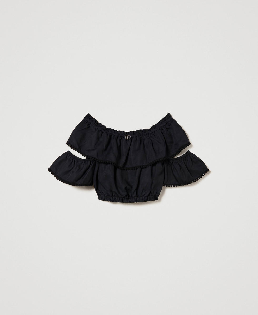 Blusa cropped con balza