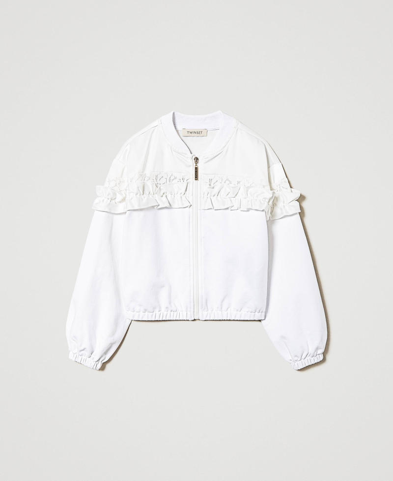 Sweatshirt with ruffles and lace