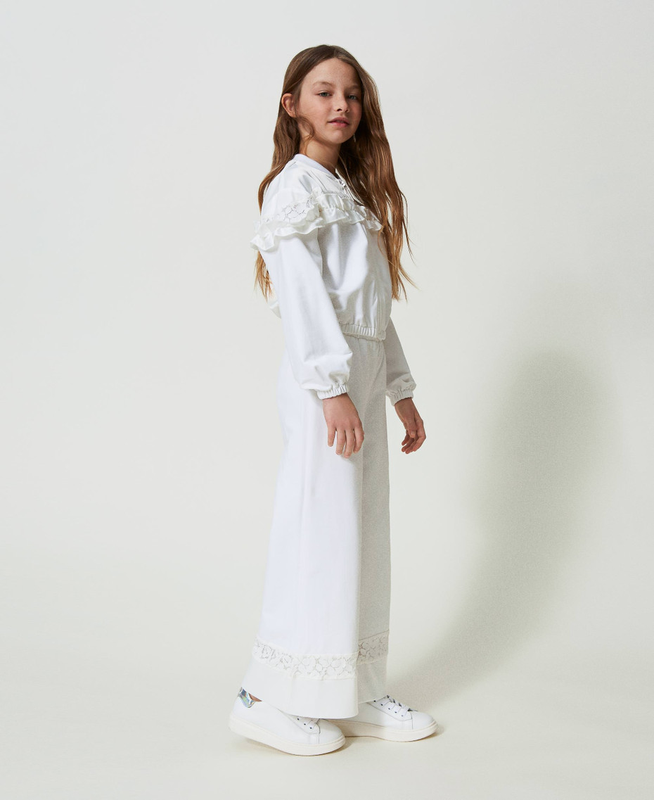 Sweat-shirt Twinset Avec Détails En Dentelle (pizzo) - Taille Medium, Gris, 100% Coton, Neuf Avec étiquette