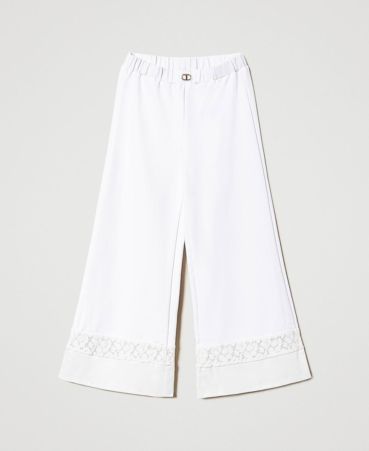 Pantalon palazzo avec dentelle Blanc « Lucent White » Fille 241GJ2031-0S
