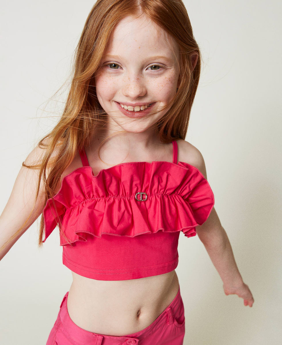 Top con volantes de popelina Nina Fucsia TWINSET Milano