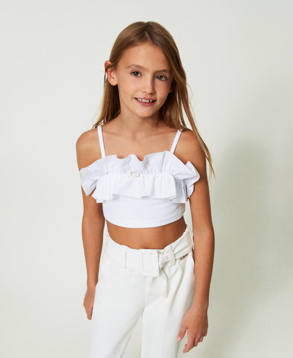 Top con volantes de popelina Nina Blanco TWINSET Milano