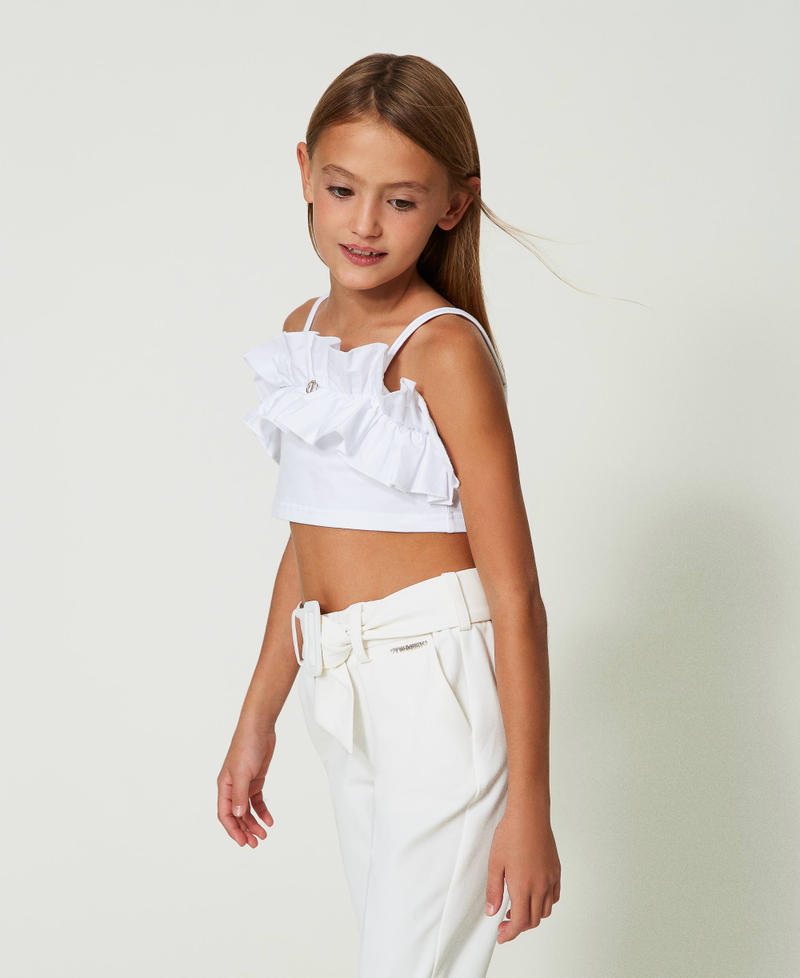 Top with poplin ruffles "Lucent White" Girl 241GJ2040_11271_02