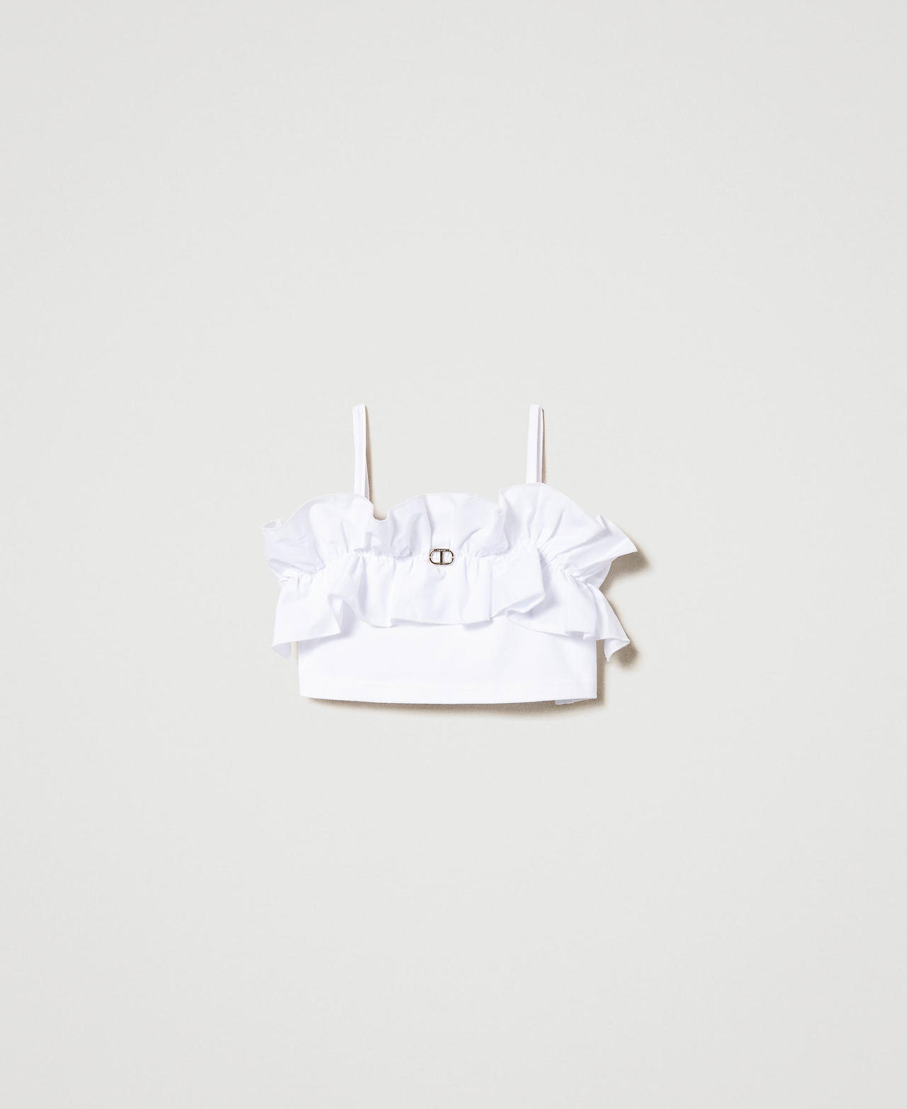 Top with poplin ruffles "Lucent White" Girl 241GJ2040_11271_0S