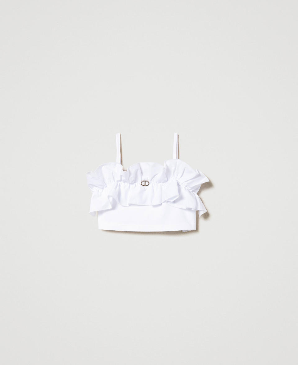 Top with poplin ruffles "Lucent White" Girl 241GJ2040_11271_0S