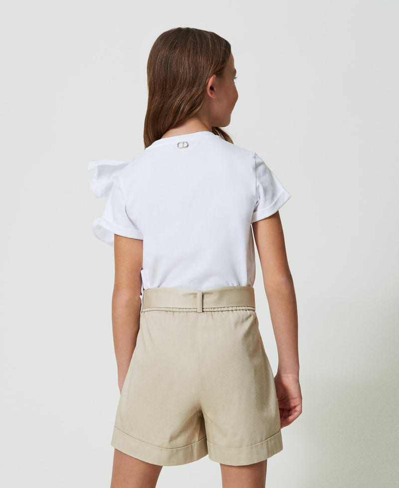 T-shirt with asymmetric ruffles
