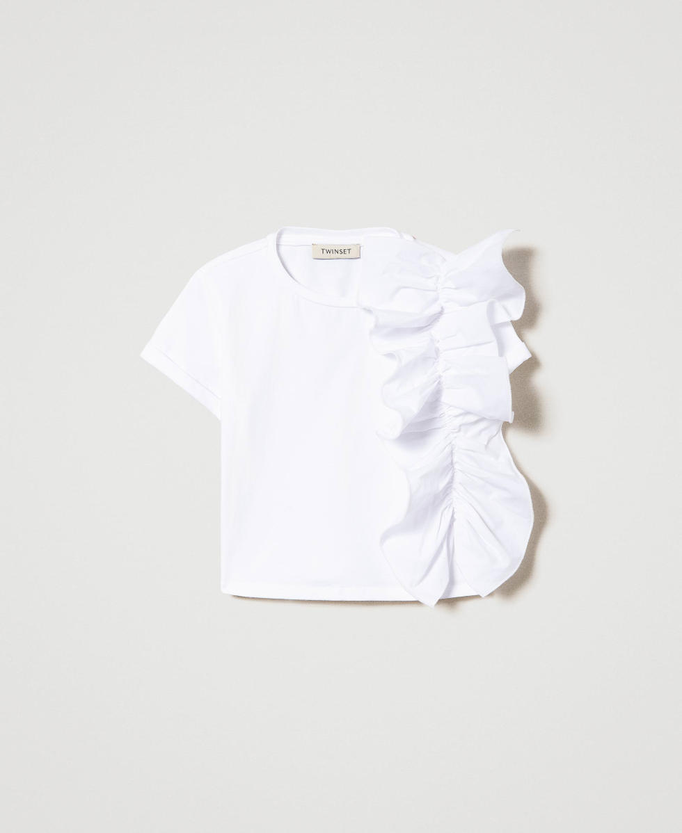 T-shirt avec volant asym&eacute;trique